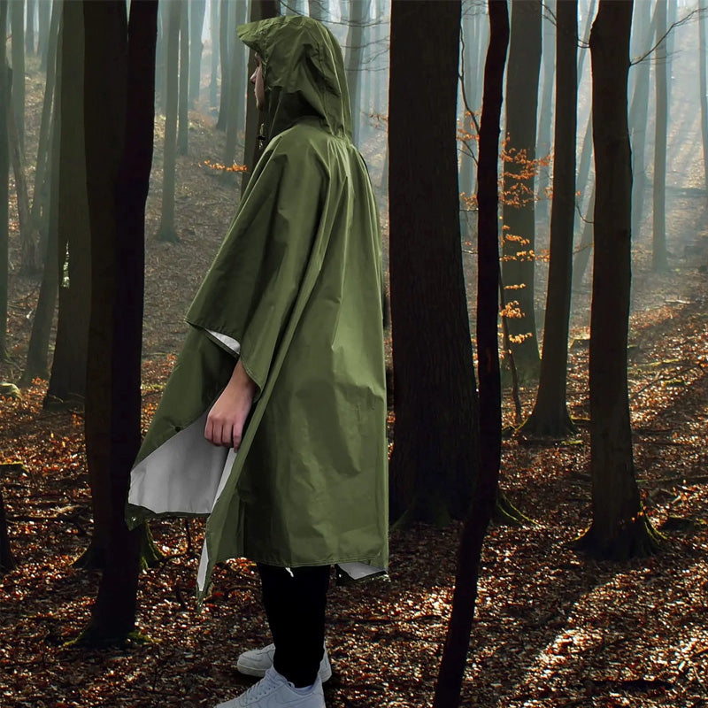Lightweight Hooded Rain Poncho