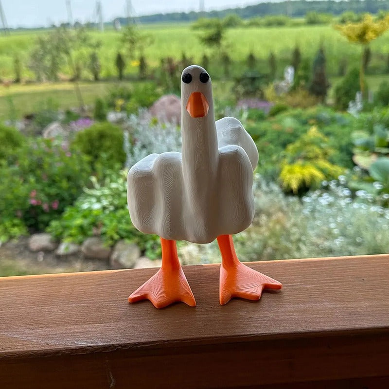 Mittelfinger-Entenstatue aus Kunstharz, Dekofigur "Duck You", witzige Mittelfinger-Tischdekoration