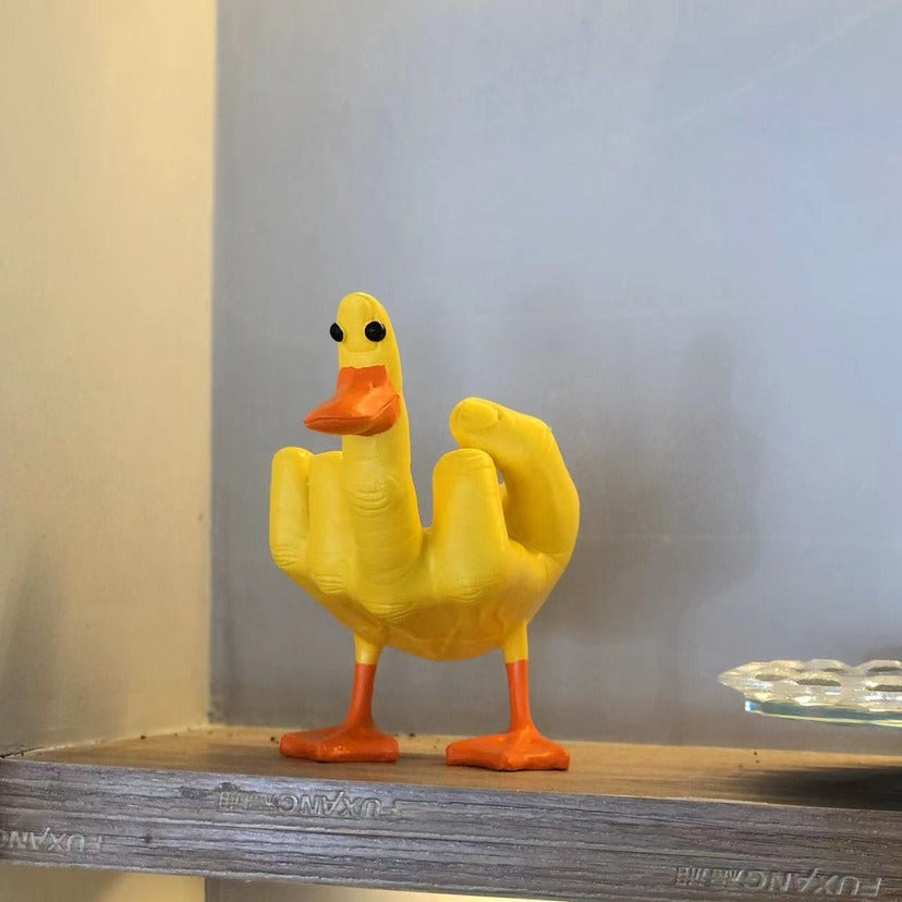 Middle finger duck statue