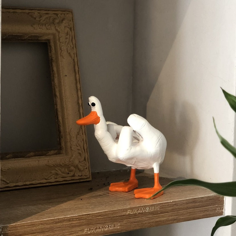 Middle finger duck statue