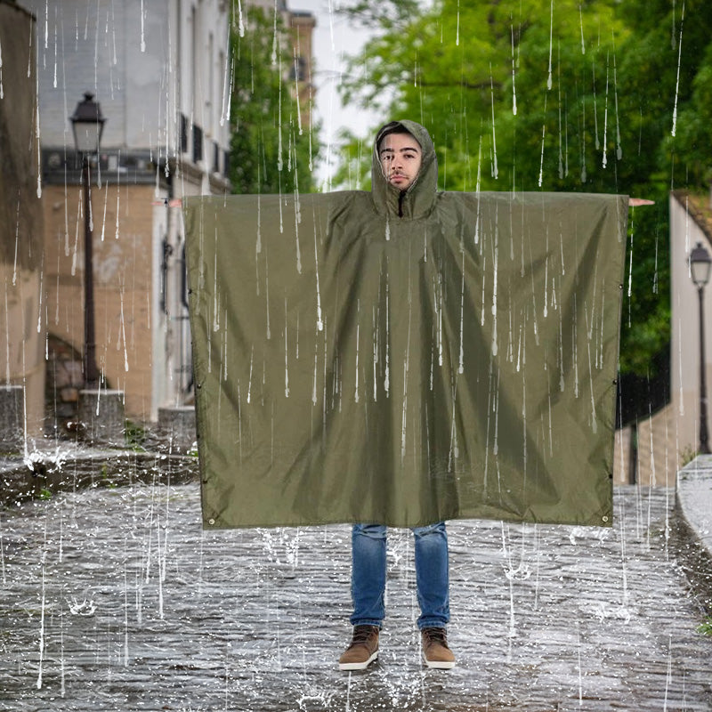 Lightweight Hooded Rain Poncho