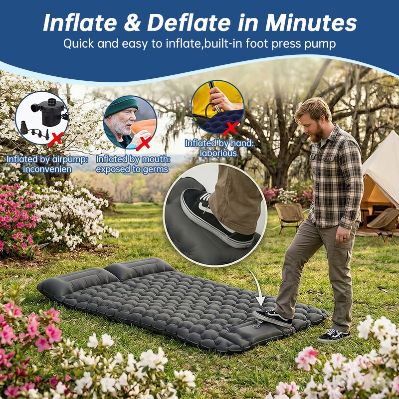 Inflatable Sleeping Pad with Pillow | 1–2 People