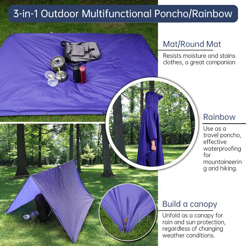 Lightweight Hooded Rain Poncho