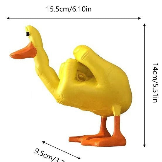 Mittelfinger-Entenstatue aus Kunstharz, Dekofigur "Duck You", witzige Mittelfinger-Tischdekoration