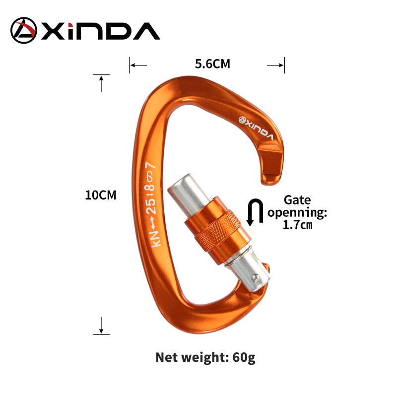 XINDA D-Shaped Screwgate Carabiner | 25kN
