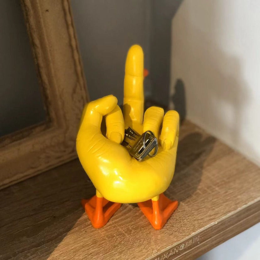 Mittelfinger-Entenstatue aus Kunstharz, Dekofigur "Duck You", witzige Mittelfinger-Tischdekoration