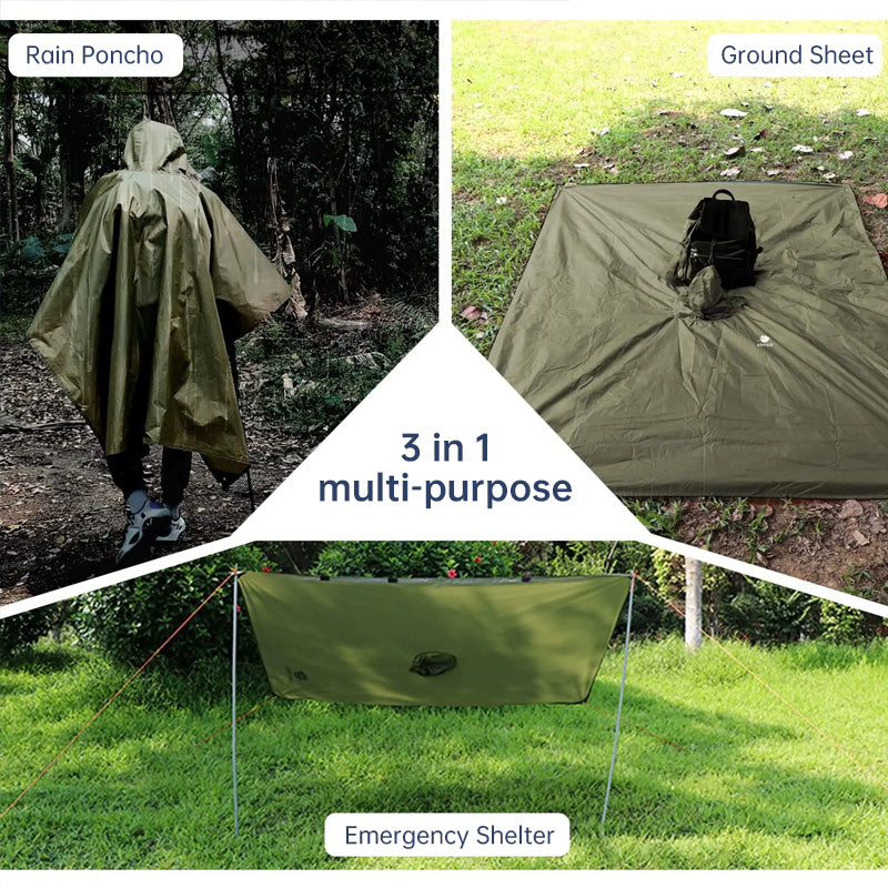 Lightweight Hooded Rain Poncho