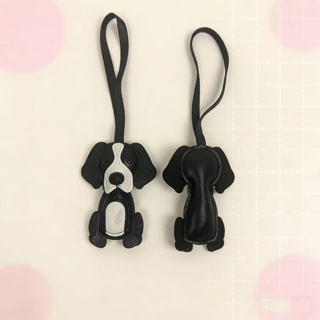 Border Collie, Dog Leather Keychain