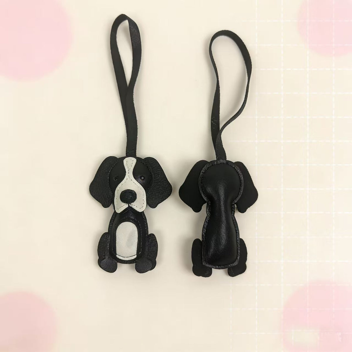 Border Collie, Dog Leather Keychain