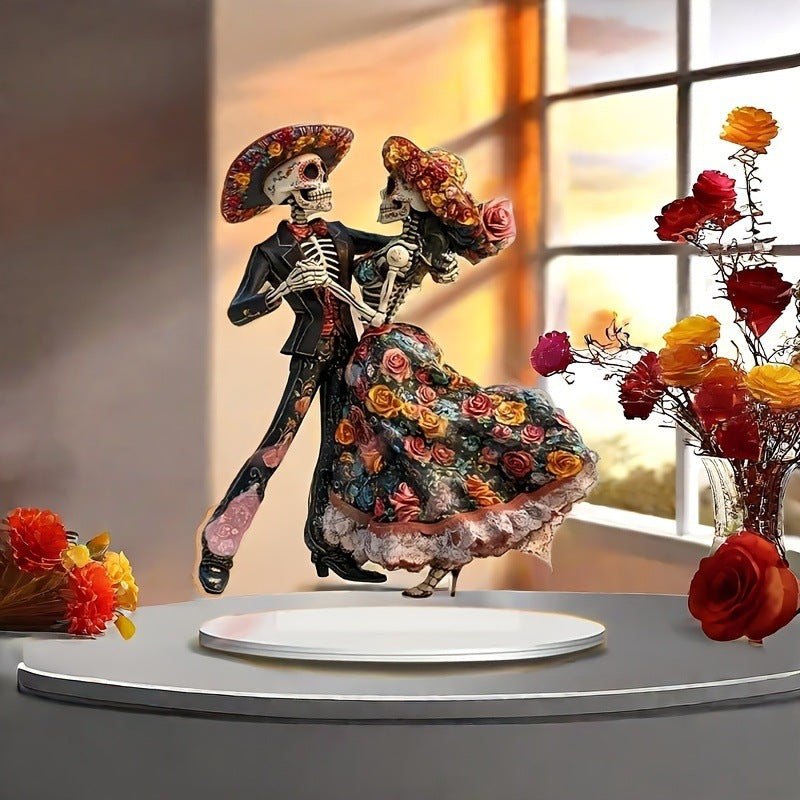 Mexican Skeleton Dancers, Day of the Deads  Statue with Base