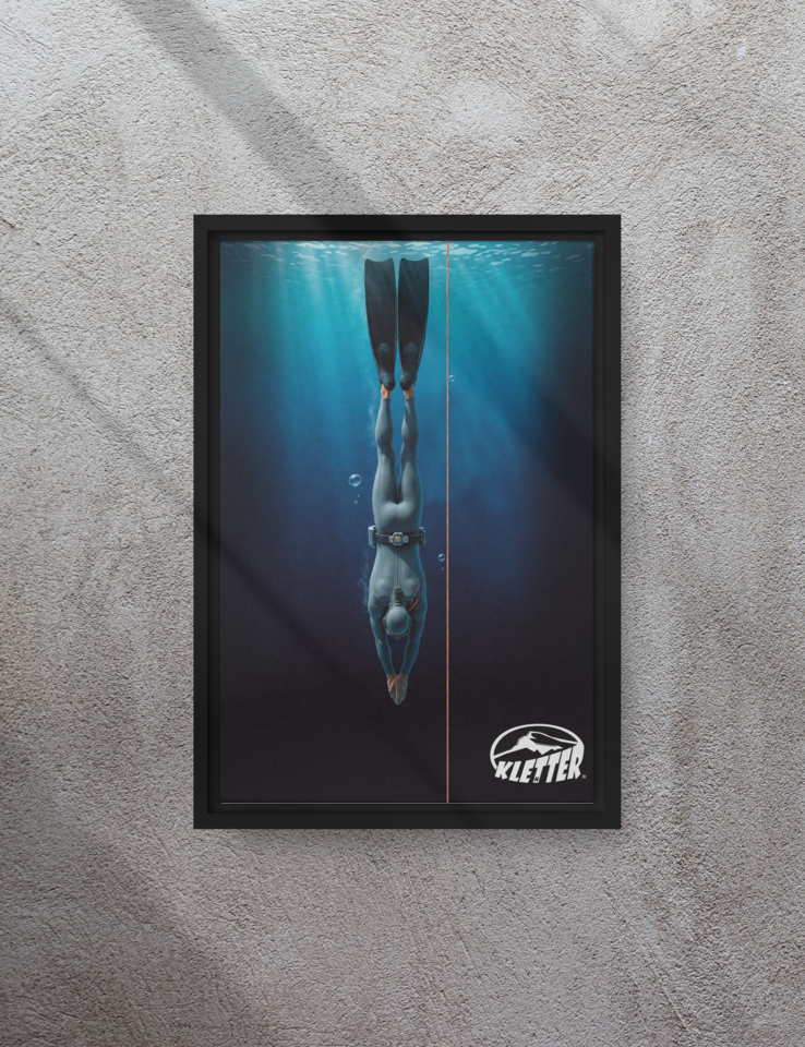 Free Dive... Framed canvas 12"x18"