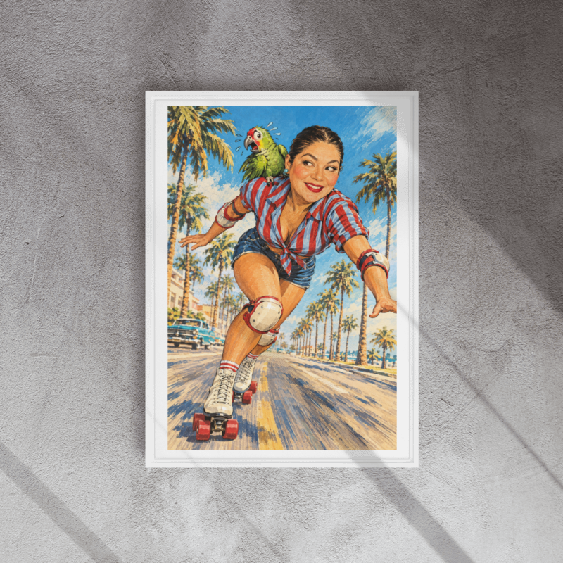 Street Roller, Luc & The Quique... Framed canvas 20"x28"