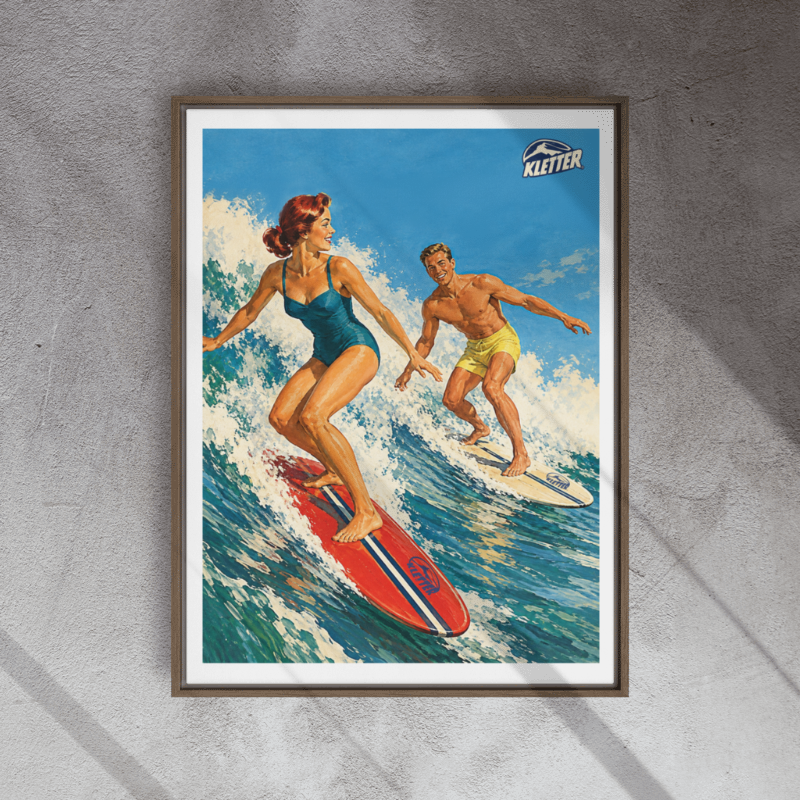 Couple Surfing... Framed canvas 24"x32