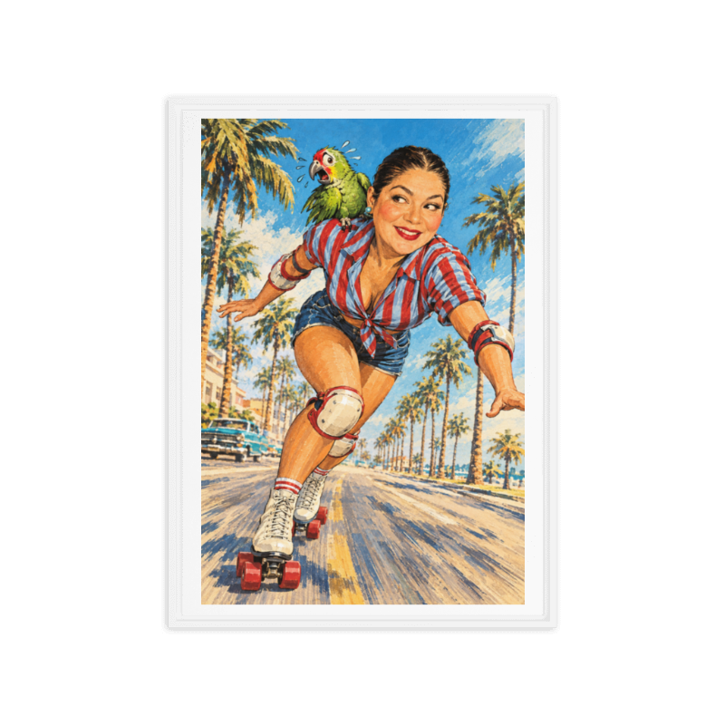 Street Roller, Luc & The Quique... Framed canvas 20"x28"